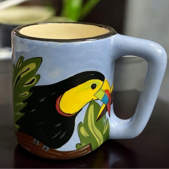 Eco Creations Costa Rica coffee/ tea mug handmade and painted. Tropical vibe - Picture 1 of 11